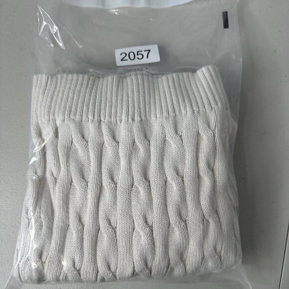 J Crew Cable Knit Sweater Vest Size L Natural Cream Preppy Cotton BS916 - Picture 9 of 9